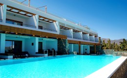 Swimming pool at luxury villa, Crete, Greece